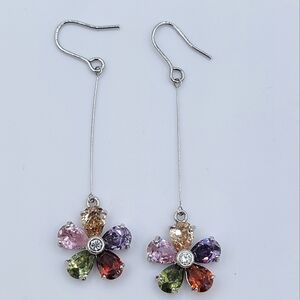 Multicolor Crystal Earrings Flower #2259